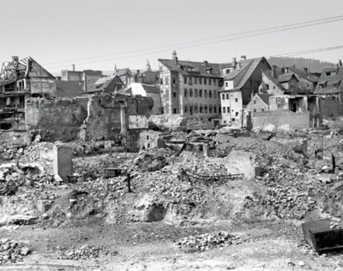 Kriegszerstörungen der Innenstadt, 1945, © Stadt Jena